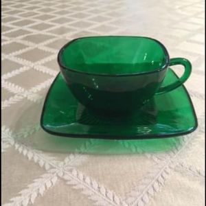 6 Sets of Depression Glass Tea Cup and Saucer